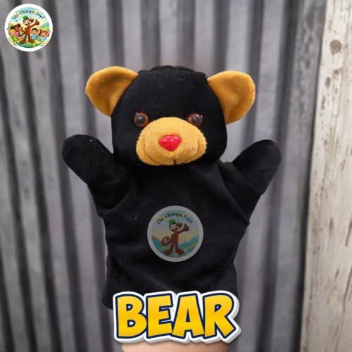 Image of Bear Puppet Soft Hand Puppet for Kids Role Play Storytelling Educational Toy