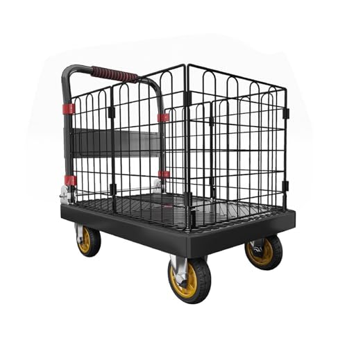 Wytrzymały składany wózek ręczny Dolly, przenośny metalowy wózek na kółkach z klatką, wózek platformowy 71 cm do przenoszenia i przechowywania, idealny do zakupów i użytku w magazynie