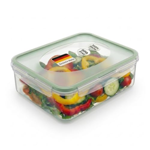 Lomatek Frischhaltedose mit Deckel und grüner Dichtung – BPA-frei - luftdicht - gefrier- & spülmaschinengeeignet - transparente Aufbewahrungsbox - Lebensmittelbehälter - Aromaschutzbox - 4,7L Volumen