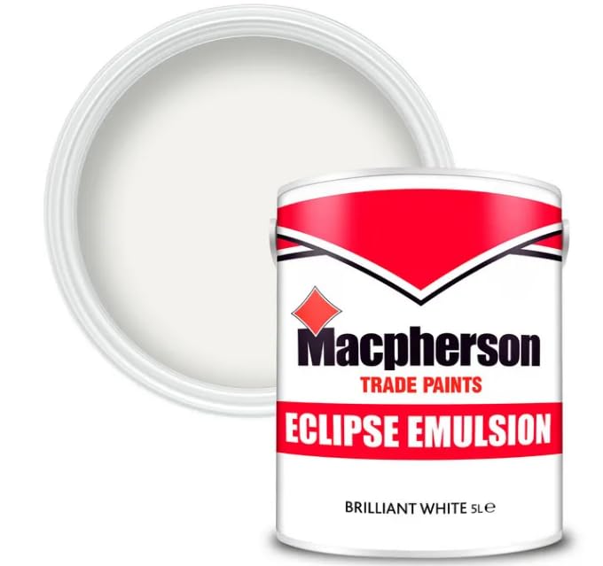 Macpherson Eclipse Matt Emulsion Paint Brilliant White 5L | For interior use on walls and ceilings | Dry in 2 Hours | Crown Paints Professional Range