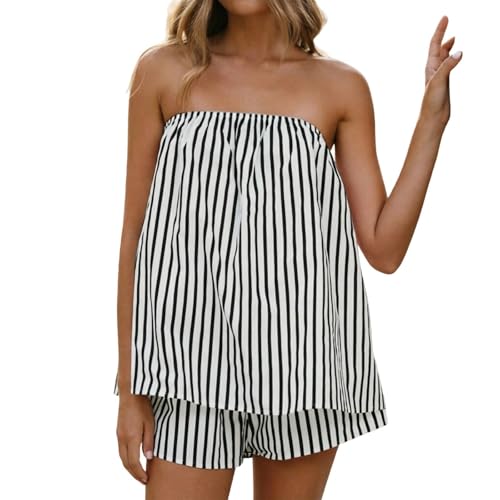 Tenue de sport femme été : ensemble débardeur rayé et short ample