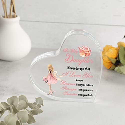 KAAYEE Gifts for Daughter, Heart-shaped Acrylic Plaque Daughter Gifts Christmas Xmas, Presents for Daughter from Mum Dad, Thanksgiving Birthday Gifts for Daughter (Daughter)