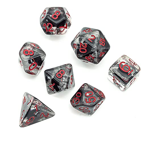 Image of cusdie 7-Die DND Dice, Polyhedral Dice Set Filled with Animal, for Role Playing Game Dungeons and Dragons D&D Dice MTG Pathfinder (Bat)