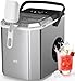 WIE Macchina Ghiaccio, 1.5L Macchina del Ghiaccio, 9 Cubetti di Ghiaccio in 6 Minuti, con Maniglia/Cestello/Pala/Silenzioso, Acciaio Inossidabile