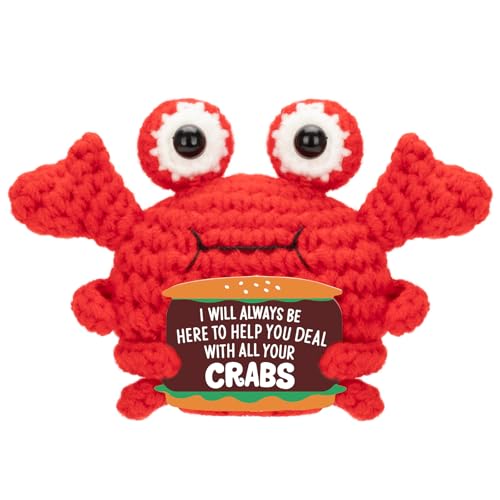 GIFTIARA Funny Positive Crab, Cute Crochet Crabs with Inspirational Card