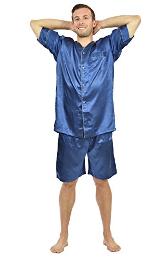 Up2date Fashion Mens Satin Pajamas, Short V-Neck Pj Set4