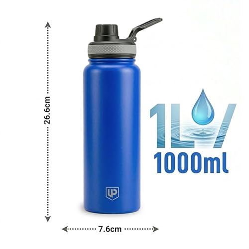 Image of 1L Stainless Steel Water Bottle - Leakproof Fridge Bottle, BPA-Free & Rust Proof Metal Flask, 1000ml Sipper Bottle for School, Office, Gym & Home (Royale Blue)