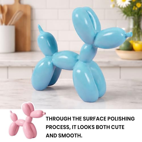 Estatua de perro globo de resina rosa para decoración miniatura 7