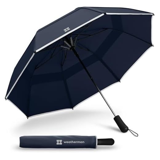 Best mens collapsible umbrella Navy Weatherman Premium Umbrella