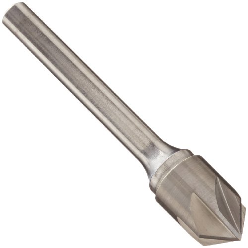 Keo 55817 Solid Carbide Single-End Countersink, Uncoated (Bright) Finish, 6 Flutes, 100 Degree Point Angle, Round Shank, 1/4" Shank Diameter, 1/2" Body Diameter #TOP7