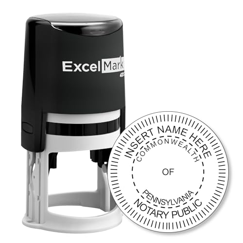 ExcelMark A-43 Self-Inking Round Rubber Notary Stamp - State of Pennsylvania