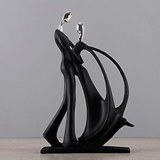KOET Dance Figurines Couple Sculpture Couple Dancing Abstract Statue w/Smooth Finish & Rectangular Base for Desktop Bedroom Ballroom Dancers Ballet Lovers Resin Ornament