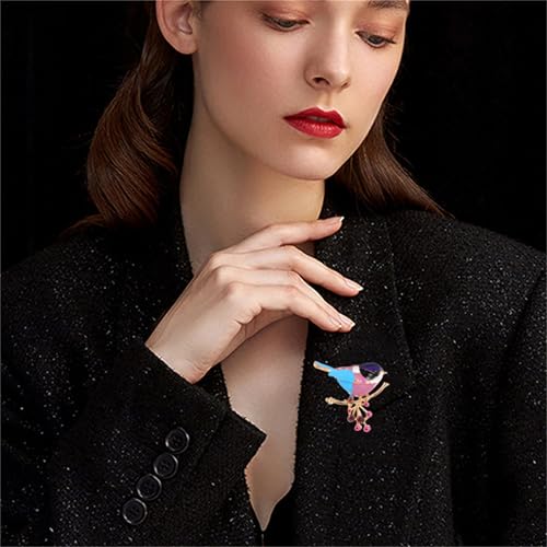 Image of coadipress Colorful Birds Brooch Pins Crystal Rhinestone Branch Bird Brooch Cute Enamel Animal Magpie Hummingbird Pin Fashion Jewelry Accessories Gifts