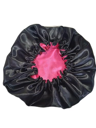 Toca Dupla Face de cetim ajustavel Preta com Pink