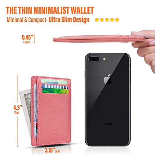 Image of GH GOLD HORSE Slim RFID Blocking Card Holder Minimalist Leather Front Pocket Wallet for Women | Slim