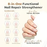 Modelones Nail Care 8 in one Ridge Filling Strengthener Treatment, Nail Polish Strengthener for Damaged and Weak Nails, Nail Hardener Extra Strong and Growth Smoothing Glitter Nude Nail Varnish 15ml - Image 2