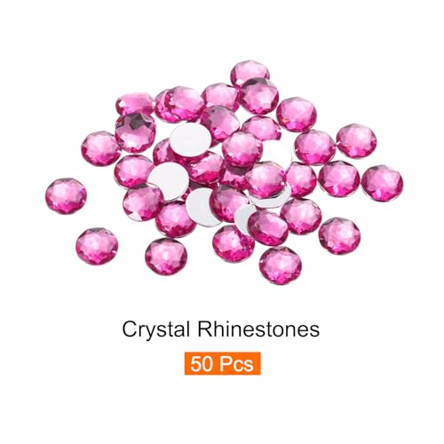 Image of MECCANIXITY Flat Back Round Acrylic Rhinestones,20mm Rose Red Flatback Crystal Rhinestones for Crafts Clothes Shoes DIY Decoration Gifts 50Pcs