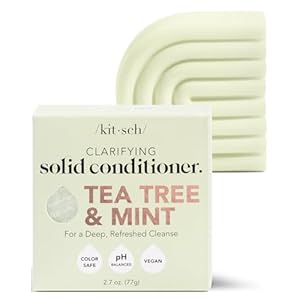 Kitsch Tea Tree & Mint Solid Natural Hair Conditioner Bar for Curly Wavy Fine Hair, Clarifying & Cleansing Organic Conditioner, Hair Color Safe, Zero Waste, Vegan, Eco Friendly, Sulfate Free, 2.7 oz