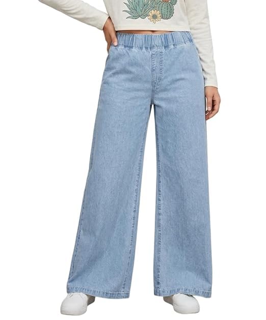 Girls High Waist Wide Leg Jeans Cotton Fabric Baggy Fit Full Length Denim Pants - Review, Price and Buying Guide