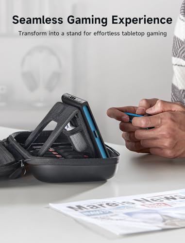 JSAUX Carrying Case Compatible with Nintendo Switch 2, Protective Hard Shell Carry Case with 15 Game Card Slots and Stand, Portable Travel Bag for Switch 2 Console and Accessories, Black