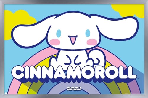 Hello Kitty and Friends: 22 Over The Rainbow - Cinnamoroll Wall Poster, 34L" x 22.4W", Silver Framed Version