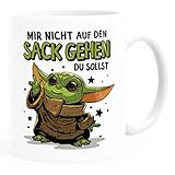 MoonWorks® Kaffee-Tasse mit Spruch Mir nicht auf den Sack gehen du sollst Baby Yoda Bürotasse lustige Kaffeebecher weiß standard