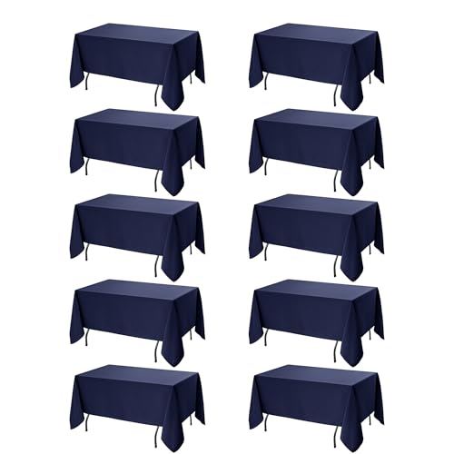 Dailyset 10-Pack Navy Blue Tablecloths for Rectangle Tables, 60 x 120 in