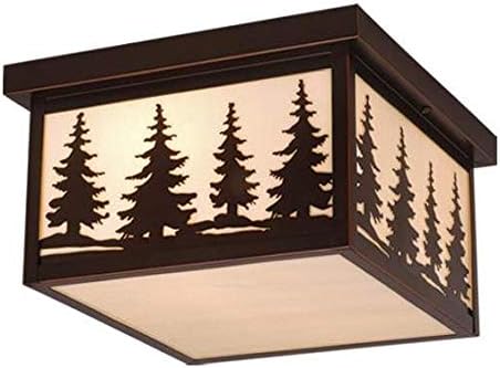 Vaxcel International Burnished Bronze Yosemite 2 Light Flush Mount Outdoor Ceiling Fixture with White Frosted Glass Shade - 11.5 Inches Wide
