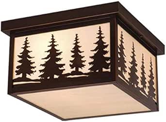 Vaxcel International Burnished Bronze Yosemite 2 Light Flush Mount Outdoor Ceiling Fixture with White Frosted Glass Shade - 11.5 Inches Wide