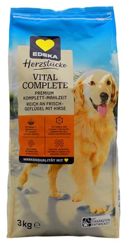 Herzstücke Vital Complete Premium Klomplett-Mahlzeit reich an Frisch-Geflügel mit Hirse Hundefutter, 4er Pack (4 x 3 kg)