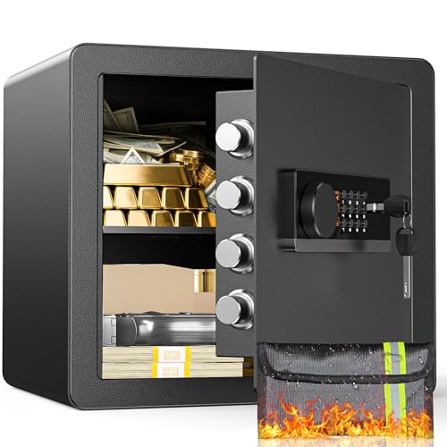 Safe Box 1.4 Cubic Feet Anti-theft Security Safe with Fireproof Waterproof Bag, Electronic Safety