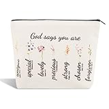NUMJAW God Says You Are Makeup Bag,Christian Gifts for Women Christian Cosmetic Bag Bible Verse Floral Bible Verse Makeup Case for Women,Inspirational Cosmetic Bag, Sister Gifts, Affirmations Gifts