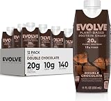 Evolve Plant Based Protein Shake, Double Chocolate, 20g Vegan Protein, Dairy Free, No Artificial...