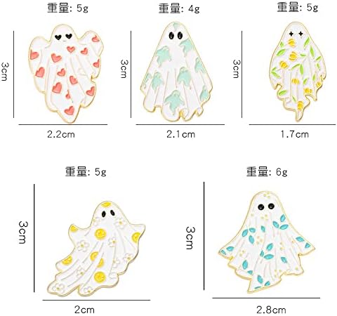 5 Pieces Cute Ghost Enamel Brooch Pin Coat Collar Badge Clothing Bag Accessory for Women Men Girls Boys