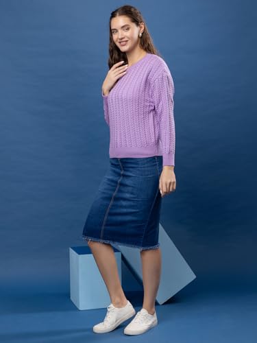 Image of Women's Cable Knit Woolen Pullover | Full Sleeve Round Neck Winterwear | Soft & Stylish Warm Sweater for Girls & Ladies