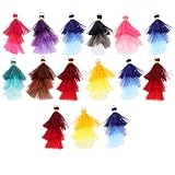 OKUMEYR 20 Piezas de Colgantes de Borlas de Algodón Decorativas Hechas a Mano Tres Capas para Fabricación de Joyería y Accesorios de Bricolaje Color Aleatorio