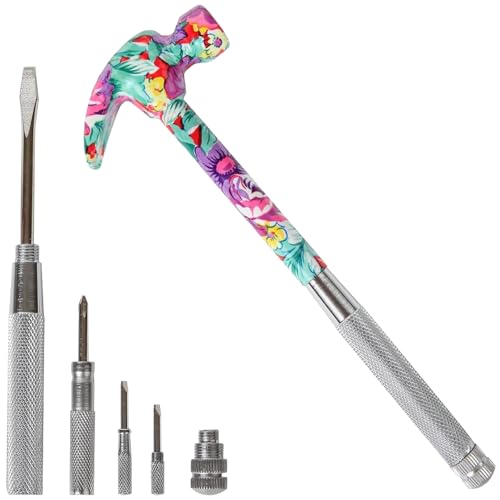 Home-x 6 In 1 Floral Hammer And Screwdriver Tool, New, .