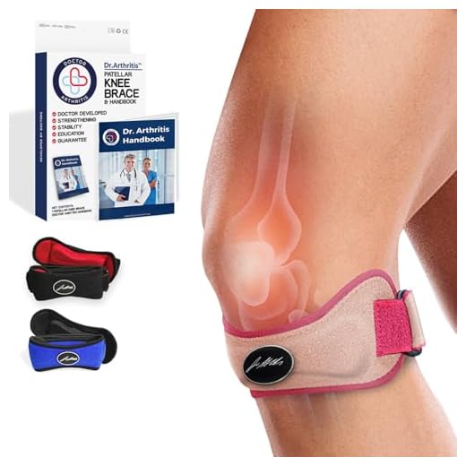 Doctor Developed Patella Tendon Strap / Knee Strap / Brace and Handbook — for Patellar Tendonitis (Jumper’s Knee), Pfps (Runner’s Knee), ITBS, Chondromalacia, Patellar Tracking (Pink, Single)