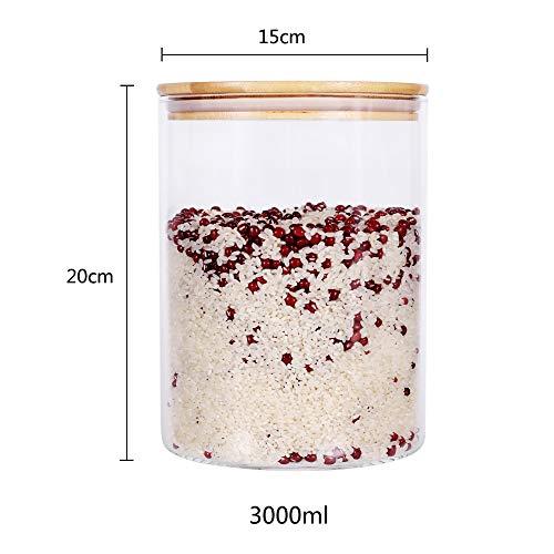 Large Glass Food Storage Container, 100 Fl Oz (3000Ml) Glass Food Canister With Airtight Bamboo Lids For Your Pantry, Bpa-Free Cereal Dispenser Jars For Spaghetti Pasta, Powder, Tea, Coffee #TOP1