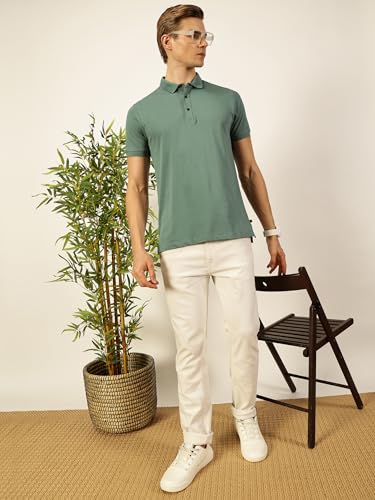 Image of Thomas Scott Men's | Solid | Half Sleeve | Regular Fit | 100% Cotton | Polo Collar | Button Closer | Casual Tshirt