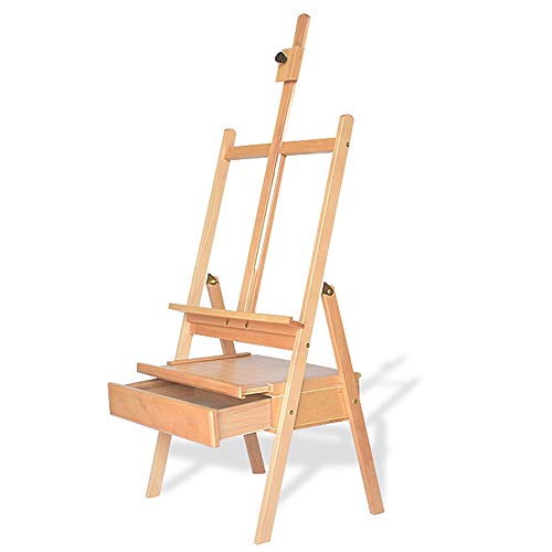 MYUYEE Caballete de Artista con Marco en H Soporte portátil para Lienzo de 136 a 166 cm de Alto Ajustable con cajón de Almacenamiento y Caja para exhibir bocetos