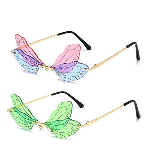 Image of ENTHYI Dragonfly Wing Shape Sunglasses for Women /Men Frameless Irregular Glasses Shades Party Sun Glasses