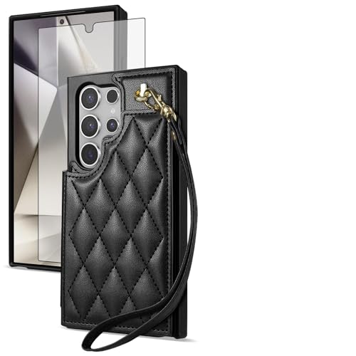 Accessoires Samsung Galaxy S25 Ultra 5G étui portefeuille coque rabat verre trempé 6.9 pouces