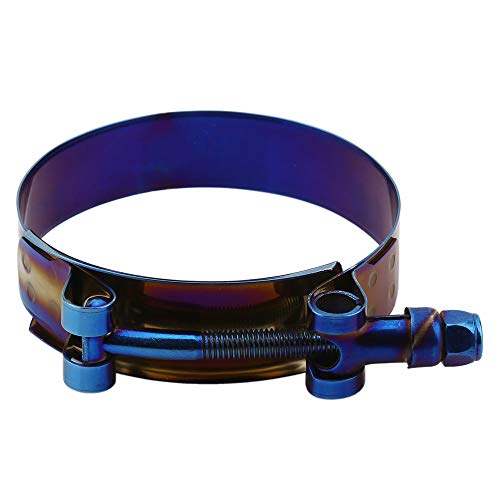 Kyostar 2" T-Bolt Hose Clamp Adjustable Stainless Steel Titanium Blue Clamp Diameter Ranger For 2 Inch (53Mm - 61Mm) #TOP2