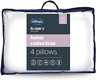 Silentnight Hotel Collection Pillows 4 Pack  Luxury Hotel Pillows for Back and Side Sleepers  Hypoallergenic and Machine Washable  Pack of 4