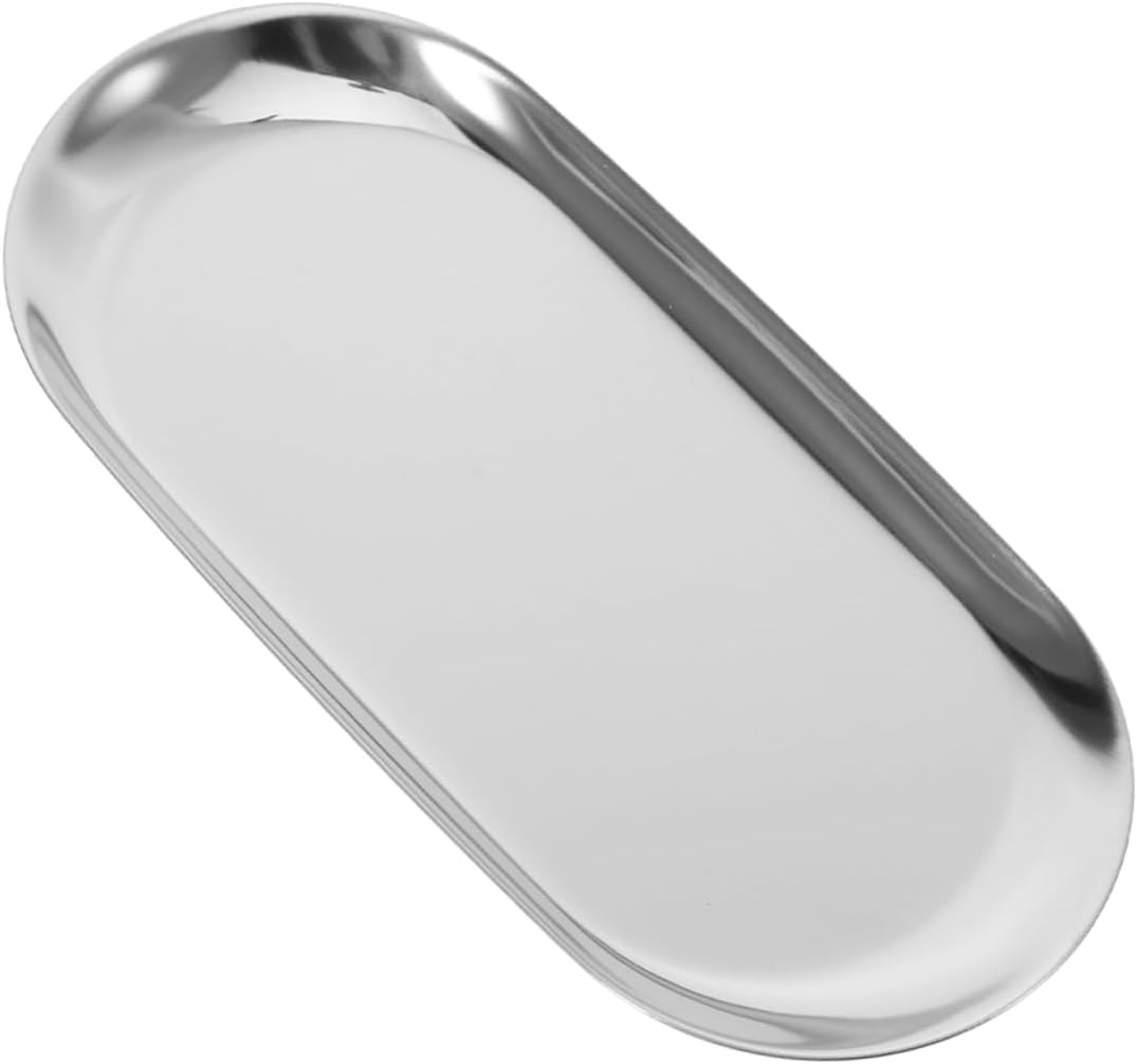 Stainless Steel Tip Tray Vanity Plate for Serving Towel Storage and Jewelry Easy to Clean Sleek Design for Restaurants and Cafes