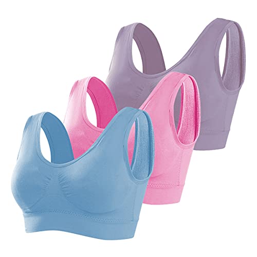 Manxing Soutien Gorge de Sport Femme Push Up Soutiens Gorge de sans Couture Sport Yoga Bra sans Armature avec Coussinets Amovibles,L,Rose violet Clair bleu Clair Cover