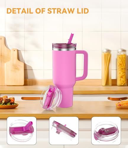 Miniatura 4 de Cloudvalley 2 Unidades Tapa Prueba Fugas Para Stanley Cup 30 Oz Accesorios, Anti Goteo Reemplazo Con Paja Plegable, Desmontable Y Fácil De Limpiar Cover Protección Reutilizable De Pc Prueba, Rosa