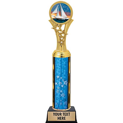 Sailboat Trophies, 11" Blue Stars Sailboat Trophy Award, Free Engraving