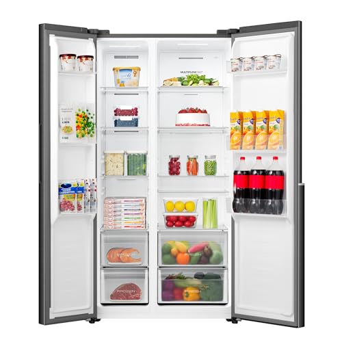 Gorenje NRS917E41BX Kühl-Gefrierkombination/Freistehend/ 544L/ 39dB/ EEK: E/NoFrost Plus/EcoModus/Multiflow 360°/ CrispZone/FastFreeze/(BxHxT): 91,1 × 178,6 × 61,5 cm/Schwarz